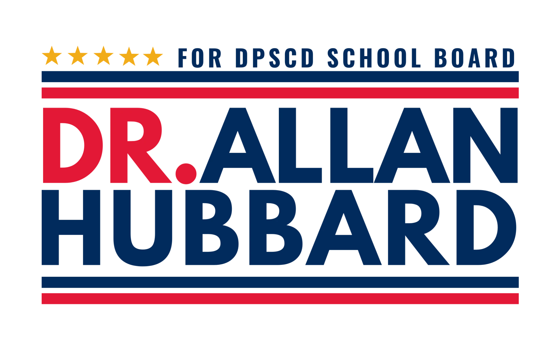 Dr. Allan Hubbard for DPSCD School Board campaign mark in navy and red